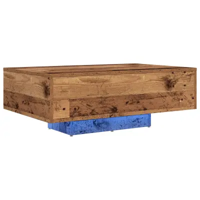 vidaXL Klubska miza z LED lučmi Stari les 85x55x31 cm