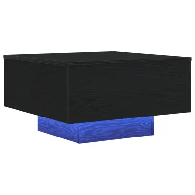 vidaXL Klubska miza z LED lučkami Črna Oreh 55x55x31 cm