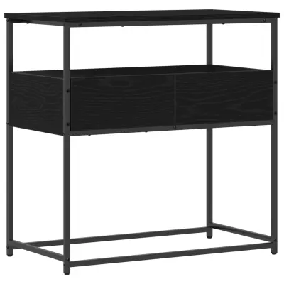 vidaXL Console Miza Črna Oreh 75x40x75 cm Konstrukcija iz lesa in jekla