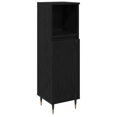vidaXL Kopalniški omarica Črna Oreh 30x30x100 cm Umetni les
