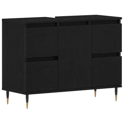 vidaXL Omara za umivalnik Kopalnica Črna hrast 80x33x60 cm Inženirski les