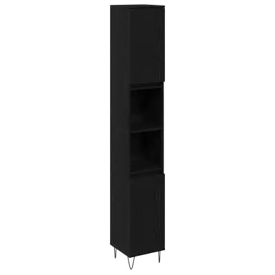 vidaXL Kopalniški Kabinet Črna Oreh 30x30x190 cm Umetni Les