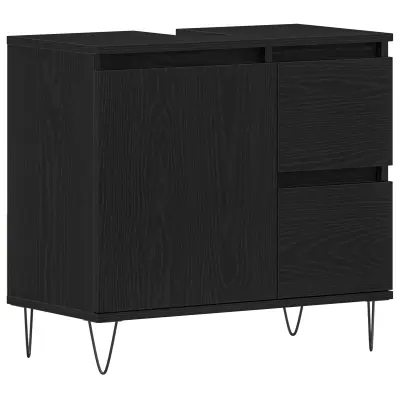 vidaXL Umivalnik omara Črna hrast 65x33x60 cm Inženirski les
