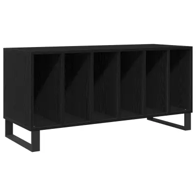 vidaXL Škatla za albume Črna hrast 100x38x48 cm Inženirski les