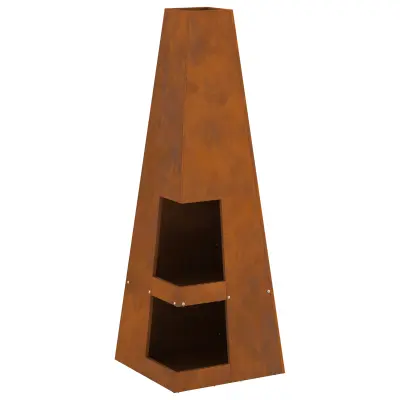 vidaXL Kamin s prostorom za drva 35x35x100 cm iz vremensko odpornega jekla