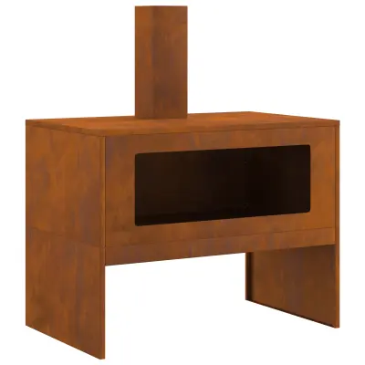 vidaXL žar na ognjišču s dimnikom 80x50x96 cm vremensko patinirano jeklo