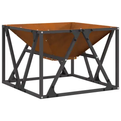 vidaXL Ognjišče Kvadrat 50x50x35 cm Jeklo odporna na vremenske vplive