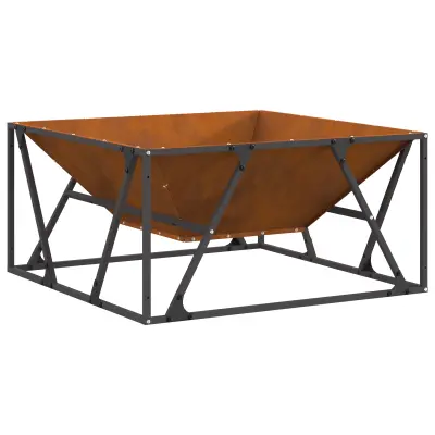 vidaXL Ognjišče Kvadratno 80x80x40 cm Iz jekla na prostem