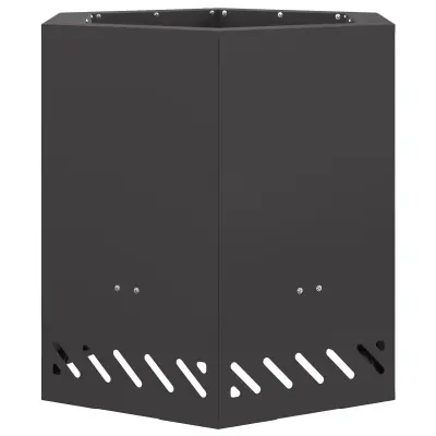 vidaXL Brezdimni požarni koritni šesterokotnik črna 48x48x51 cm jeklo