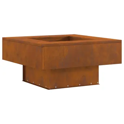 vidaXL Kvadratno Ognjišče 60x60x30 cm iz vremensko odpornega jekla