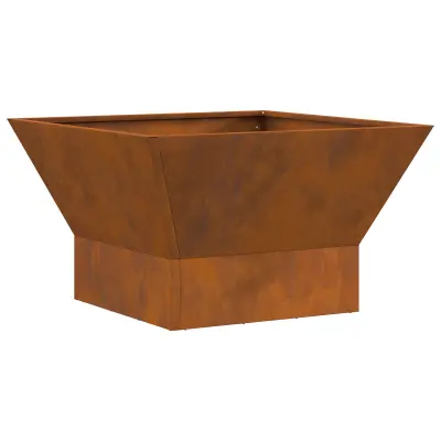 vidaXL Ogenj Kvadratni Črn 60x60x35 cm iz jekla odpornega na vremenske vplive
