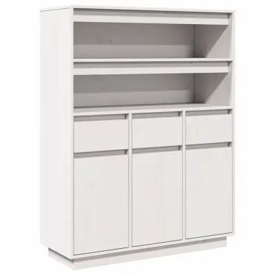 vidaXL Visoka omara bela 89x34x116,5 cm trdna borovina