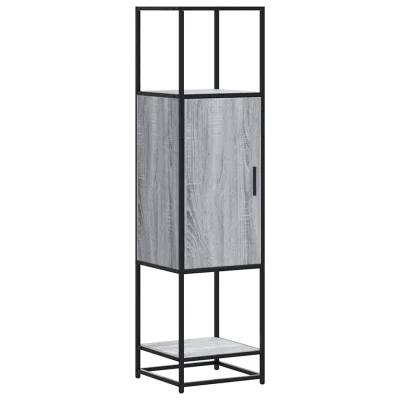 vidaXL Visoka omara siva sonoma 35,5x35x139 cm inž. les in kovina