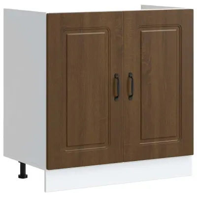 vidaXL Osnovna omarica za umivalnik Kalmar rjavi hrast 80x46x81,5 cm