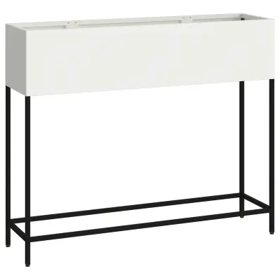 vidaXL Povišani Vrtni Sejalnik 100x26x82 cm Bela Jeklena