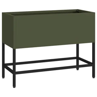vidaXL Povišani vrtni zaboji 60x26x45 cm Olivno zelena jeklena