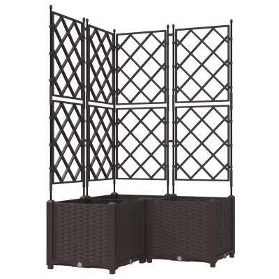 vidaXL Vrtni lonček s rešetko 3 kosi Rjav 80x80x143 cm