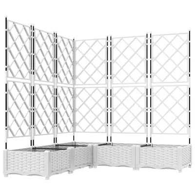 vidaXL vrtni sadilnik z rešetko 5 kosov bela 120 x 120 x 125.5 cm
