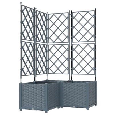 vidaXL Vrtni sadilnik s trellisom 3 kosi Svetlo siva 80x80x143 cm