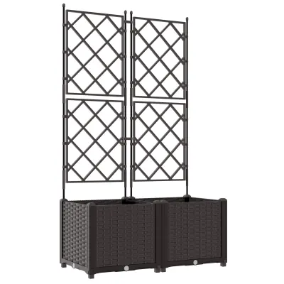vidaXL Vrtno Cvetlično Korito z Rešetko 2 kosi Rjava 80x40x143 cm