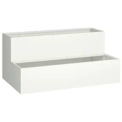 vidaXL Vrtna saksija 2-nivojska 100x60x45 cm Bela Jeklo