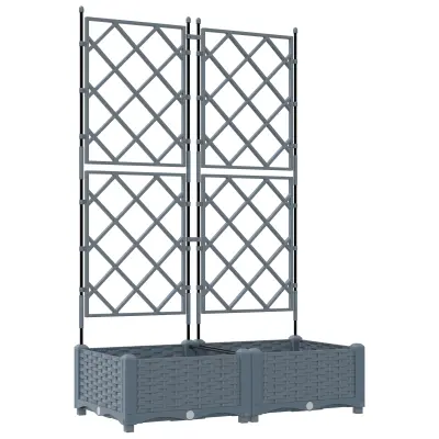 vidaXL Vrtno cvetlično korito z oporo 2 kosa Svetlo siva 80x40x125.5 cm
