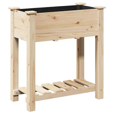 vidaXL Vrtni cvetlični korito s polico 71x37x76 cm Trden bor