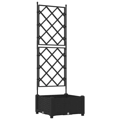 vidaXL Vrtni saadežnik z trelisom Črni 40x40x125.5 cm