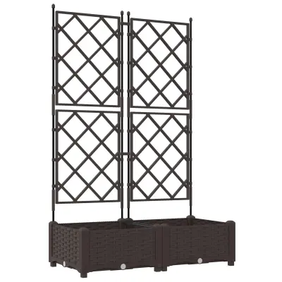 vidaXL Vrtnarska posoda z rešetko 2 kosa Rjava 80x40x125,5 cm