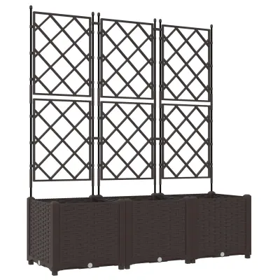 vidaXL Vrtnarska saksija z ljestvico 3 kosi Rjava 120x40x143 cm