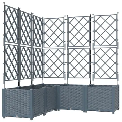 vidaXL Vrtno korito s plezalnim zidom 5 pcs svetlo siva 120x120x143 cm