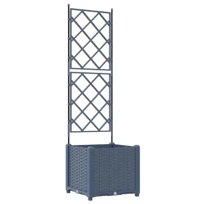 vidaXL vrtnarsko korito s trellisom sivo 40x40x143 cm
