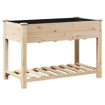 vidaXL Vrtni cvetlični ležaj s policami 115x59x76 cm Trden bor