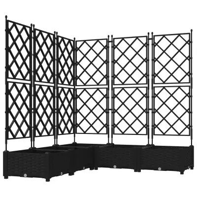 vidaXL Vrtna saksija s trto 5 kosov Črna 120x120x125.5 cm