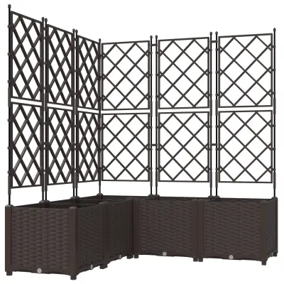 vidaXL vrtnarska donica s trelisu 5 kosov Rjava 120x120x143 cm