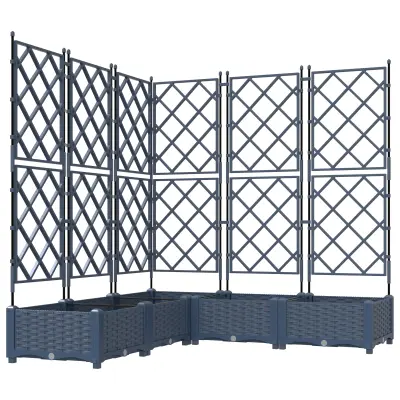 vidaXL Cvetlični korito z lestevjo 5 kosov Siva 120x120x125.5 cm