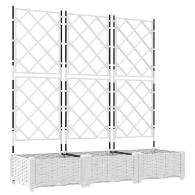 vidaXL Vrtni Lonec z Oporo 3 kosi Beli 120x40x125.5 cm