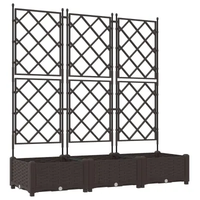 vidaXL Vrtno korito z ograjo 3 kos temno rjava 120x40x125.5 cm
