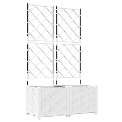 vidaXL vrtni sadilnik s trelisim 2 kosa Beli 80x40x143 cm