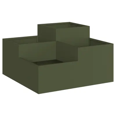 vidaXL Vrtni sadilnik 80x80x48 cm Olivno zelena Jeklo
