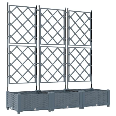 vidaXL Vrtna saksija s trakom 3 kosi Svetlo siva 120x40x125.5 cm