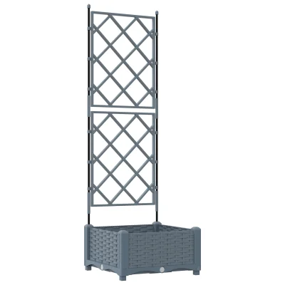 vidaXL Cvetlični koritnik s trellisom Svetlo sivi 40x40x125,5 cm