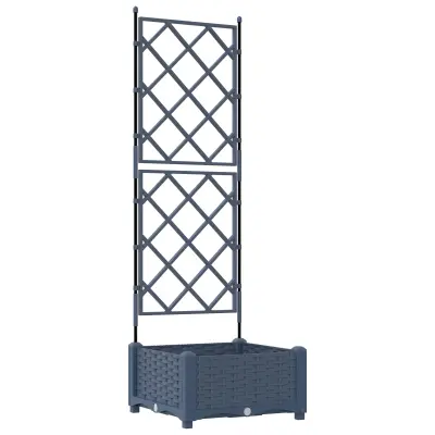 vidaXL Cvetlični korito z rešetko Siva 40x40x125,5 cm
