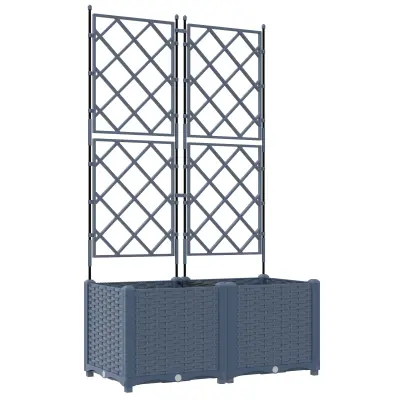 vidaXL Vrtno korito z treliso 2 kosa Siva 80x40x143 cm