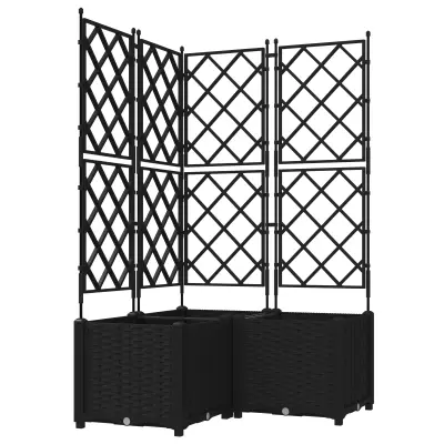 vidaXL Vrtno korito z oporo 3 kosa Črna 80x80x143 cm