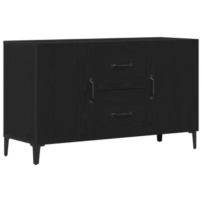 vidaXL Črni hrastov stranski odbor - 100 x 36 x 60 cm - Izdelano iz inženirskega lesa