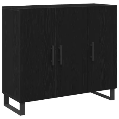 vidaXL Stranski stol s 3 vrati Črni hrast 90x34x80 cm Inženirski les