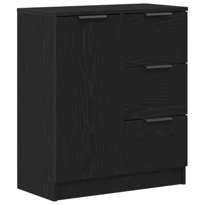 vidaXL Črni hrastov stranski odbor 60x30x70 cm iz inženirskega lesa