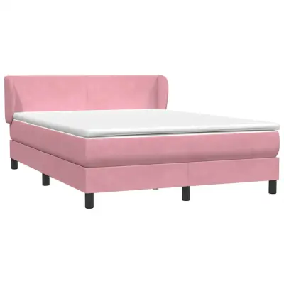 vidaXL Box spring postelja z vzmetnico roza 140x220 cm žamet
