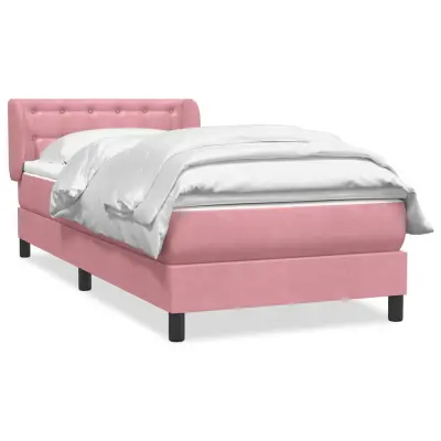 vidaXL Box spring postelja z vzmetnico roza 90x210 cm žamet